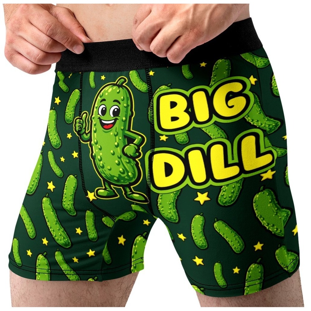 Random Stock Apparel Big Dill Pickle Boxer Briefs Mens XL 40-42 Green Underwear